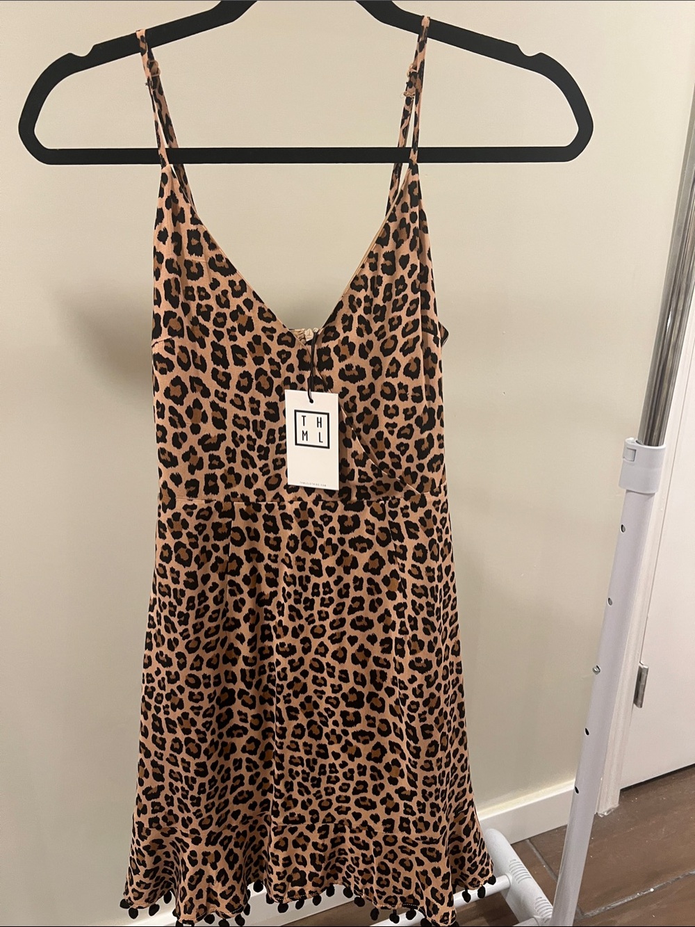 THML Leopard Print Slip Dress in Tan and Black